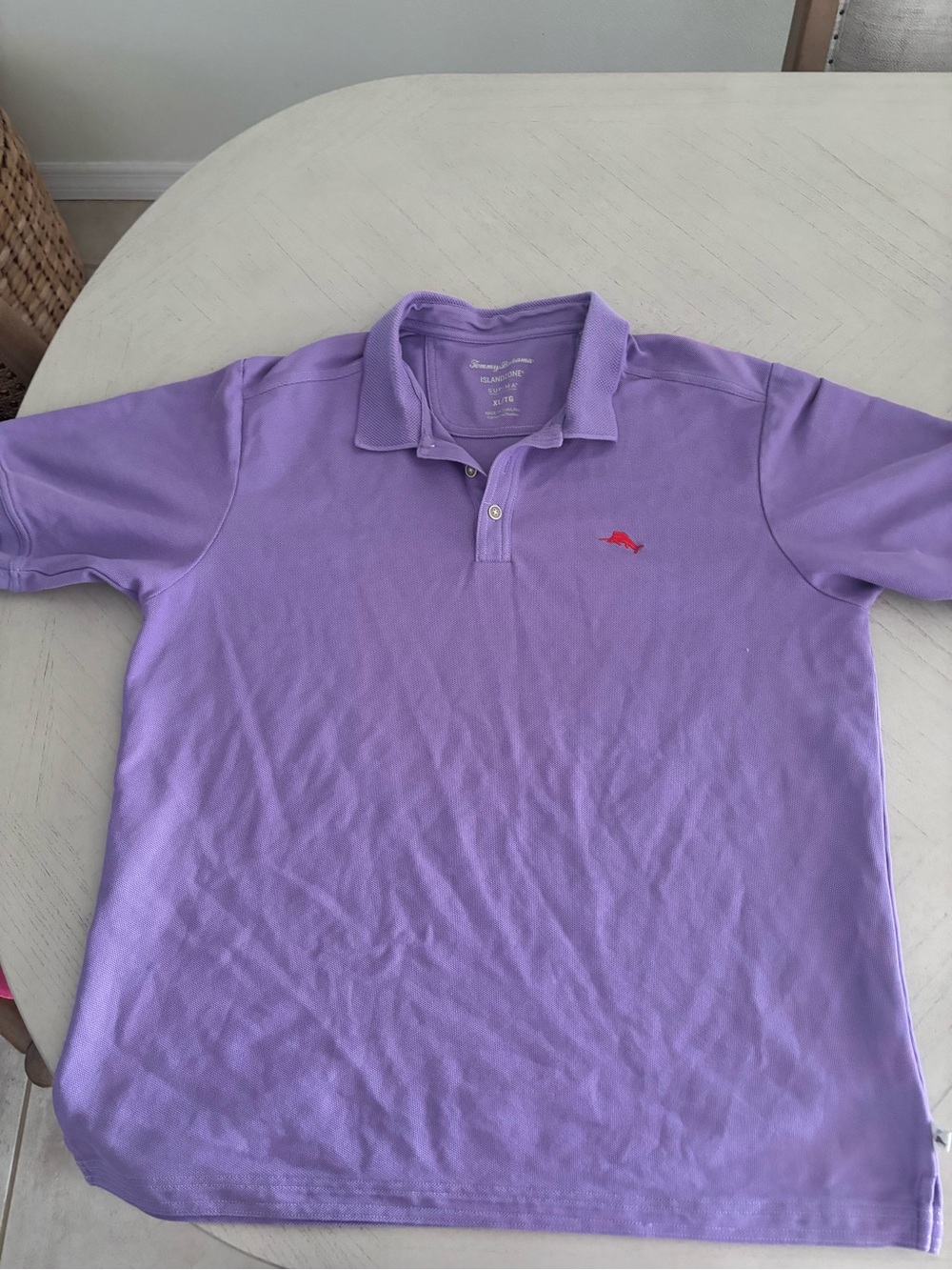 Tommy Bahama Men's Purple Polo Shirt with Contrast Logo